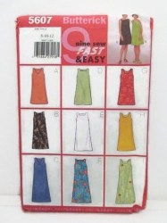 5607 BUTTERICK 9 GREAT SLEEVELESS FLARE DRESSES 3 LENGTHS EZ PATTERN 14-18